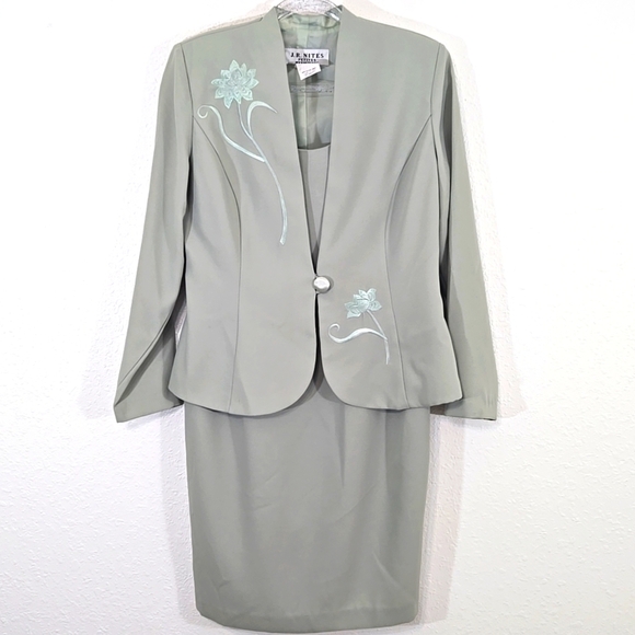 Mint Green J.R. Nites by Caliendo Vintage Sleeveless Dress w/Jacket, 10P - Picture 1 of 13